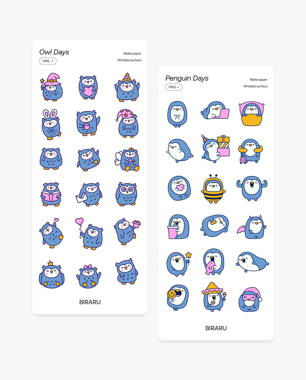 Owl & Penguin Sticker Pack – 2’li Set