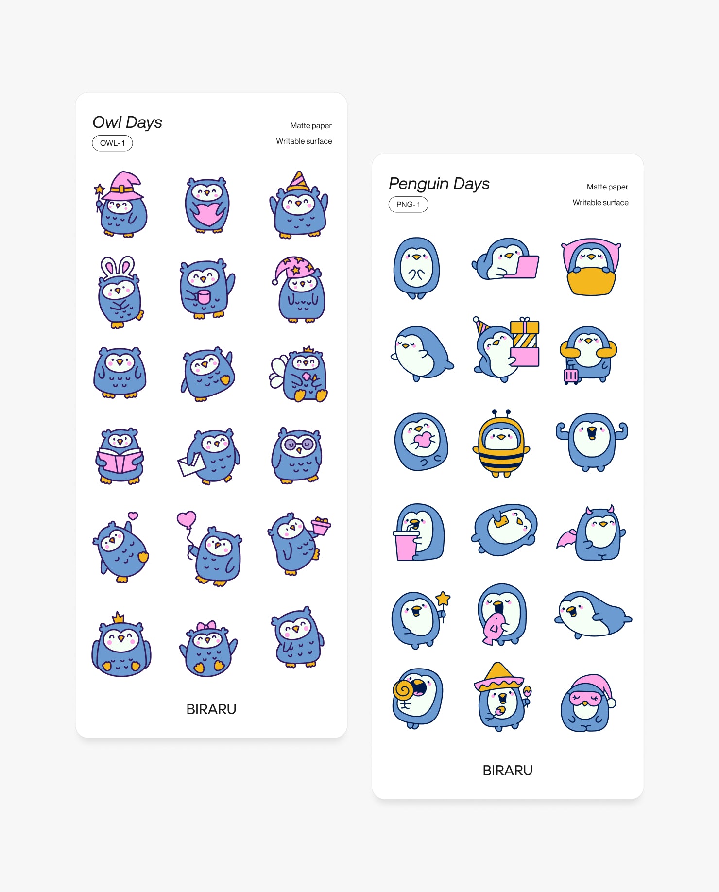 Owl & Penguin Sticker Pack – 2’li Set